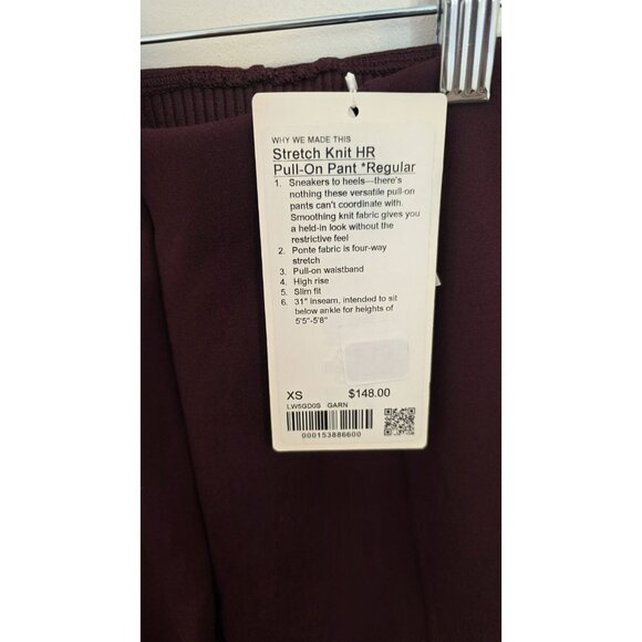 Lululemon Stretch Knit HighRise PullOn Pant Garnet Womens Size XS NWT 23Wx31L - Picture 3 of 9